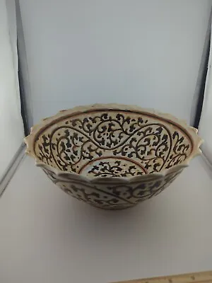 Buy Large Carved Pottery Serving Bowl Possibly From Thailand Or The Middle East • 94.84£