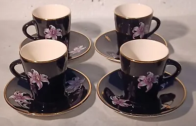 Buy 4 X Palissy Orchid  Coffee Cups & Saucers • 9.99£