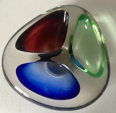 Buy Collectable Vintage 1960's Art Glass Tri Sectioned Tri Coloured Bowl • 30£
