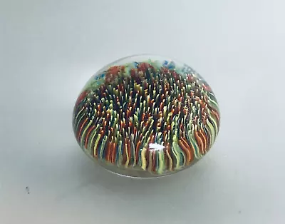 Buy Vintage Handblown Small Paperweight Abstract Flower Art Lines Bars  5cm 117g • 18£