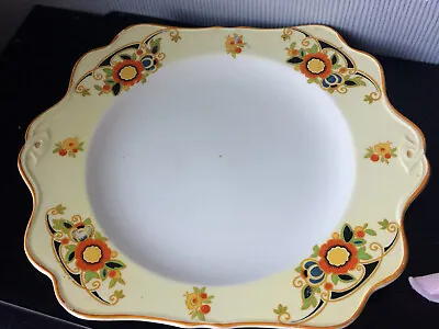 Buy Vintage Crown Ducalware Dessert Plate White &Yellow Floral Gild Sandwich Platter • 6.50£