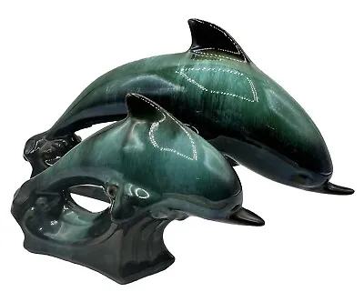 Buy Vintage BMP Blue Mountain Pottery Green Dolphin Momma W Baby Figurine Studio • 38.41£