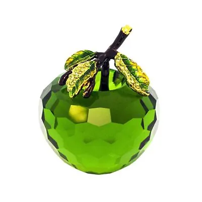 Buy Pure Crystal Glass Green Apple With Leaf Decoration Ornament By Happy Homewares • 8.50£