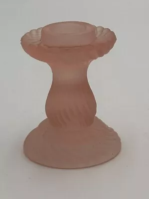 Buy Vintage Frosted Satin Pink Glass Candle Stick Holder 3” Cottage Core Shabby Chic • 9.45£