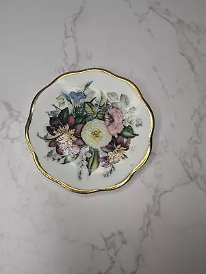 Buy Staffordshire Bone China Floral Pin Dish With Scalloped Edge And Gold Rim • 3.30£
