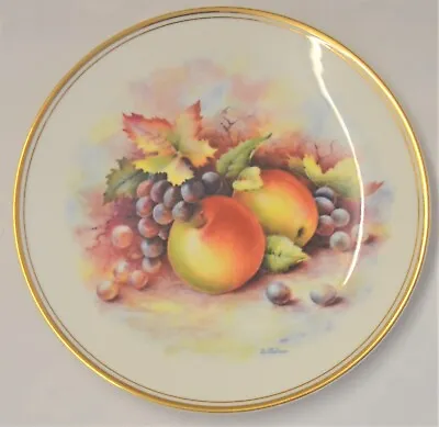Buy Royal Kent  Plate Hand Painted Apple Fruit Signed D.Wallace Gold Rim 23cm 9  • 10£