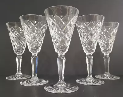 Buy Set Of 5 Waterford Crystal Tyrone Pattern Small Sherry Wine Glasses Signed 137mm • 59.99£