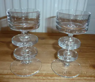 Buy Vintage Pair Of Sherringham Clear Art Glass 2 Disc Candlesticks Stennet Wilson • 9.99£