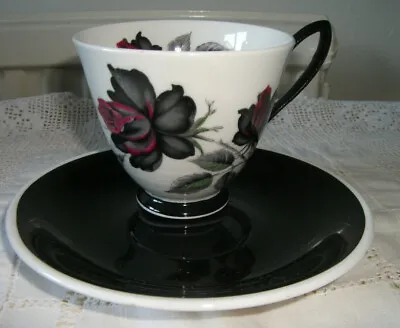 Buy Royal Albert Masquerade Tea Cup & Saucer *two Available*  Goth Black & White • 7.50£