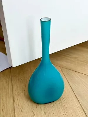 Buy Elme Glasbruk Vintage Scandinavian Blue Cased Glass 'Flattened' Vase • 10£