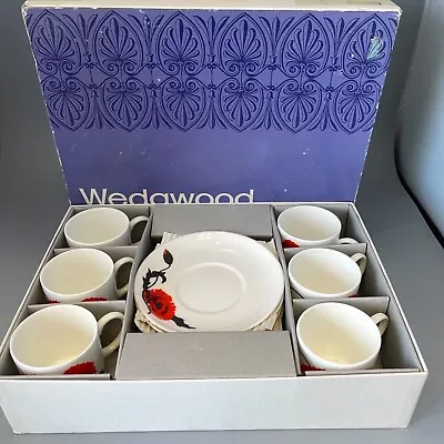 Buy Wedgwood Susie Cooper Corn Poppy Coffee Cup & Saucer Set (x6) • 19.99£