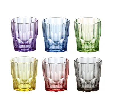 Buy 6 X Multicoloured 240ml Glass Tumblers Water Juice Whiskey Drinking Glasses Set • 14.99£