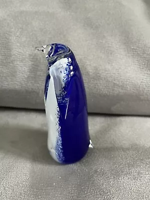Buy Schroder Handblown Studio Art Glass Blue Penguin Figurine • 45.02£