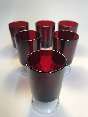 Buy Vintage Luminarc Ruby Red Cavalier Short Stem Wine Glasses French 60s 70s Bar • 14.85£