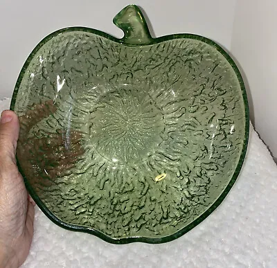 Buy Italian Made Green Apple Shaped Glass  Serving Salad  Bowl Marked  Italy • 33.78£