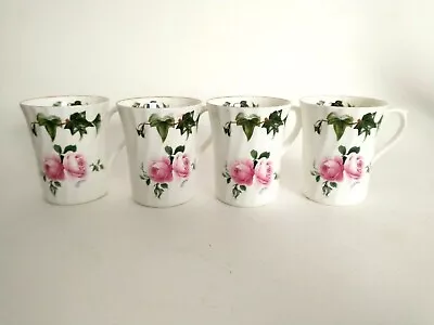Buy Regency English Bone China Set Of 4 Mugs Pink Rose Ivy Leaf Design • 33.16£