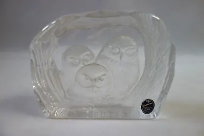 Buy Dartington Crystal Heavy Glass Owl Paperweight – 9.5cm High - Good Cond • 4£