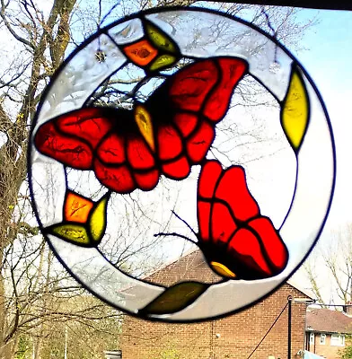 Buy Red Butterflies Stained Glass Art Individually Hand Painted Acrylic Suncatcher • 7.95£