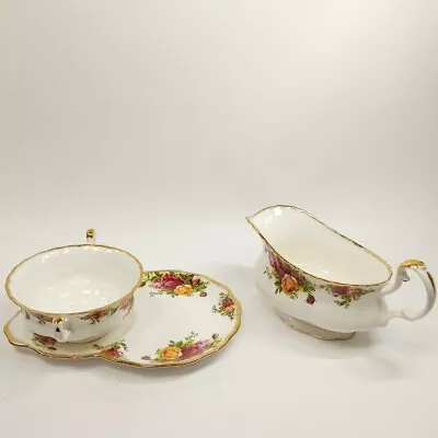 Buy Old Country Roses Royal Albert Bone China Gravy Boat, Two Handled Bowl And Plate • 35£