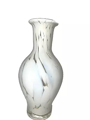 Buy Art Glass Vase Vtg White And Clear Swirled Glass Art  9  • 21.75£
