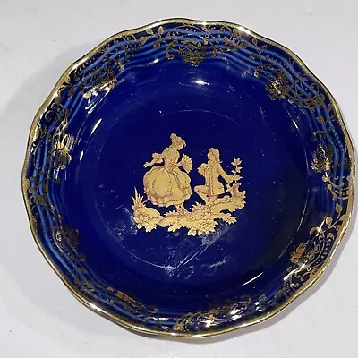 Buy Limoges France Cobalt Blue And Heavy Gold Limoges Man And Women Mini-plate 4” • 18.03£