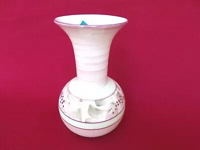 Buy Jersey Pottery Hand Painted Ceramic Vase - Pink Green Cream Retro Design • 10£