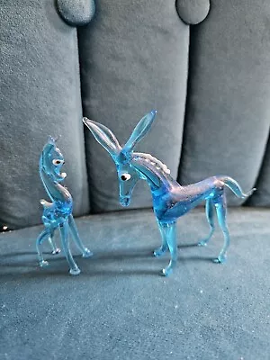 Buy Glass Animal Ornaments 2 Donkeys Selling Lots Of Glass Figures • 2.50£