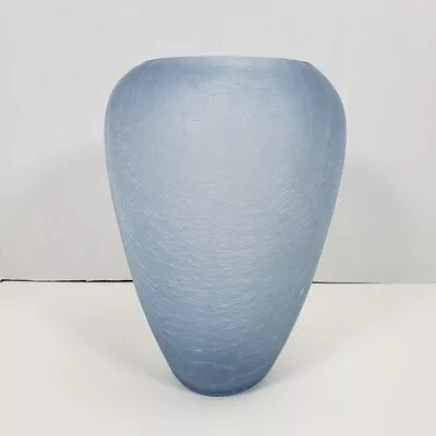 Buy Vintage 8.5” LIGHT BLUE  Crackle Glass Vase • 14.69£