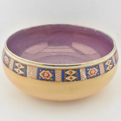 Buy Vintage Antique Newhall Pottery Fruit Bowl Lustre Purple Peach Rare? Some Damage • 7.99£