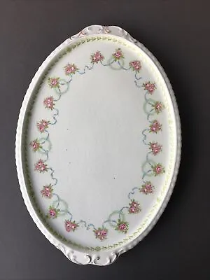 Buy Pink Rose White Oval Staffordshire Stoneware Antique Vintage Tray 33 X 23cm • 7.50£