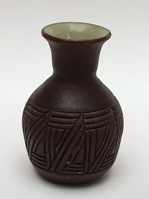 Buy Vintage Canadian Six Nations Bud Vase Studio Pottery, Incised Pattern, Signed AS • 24£
