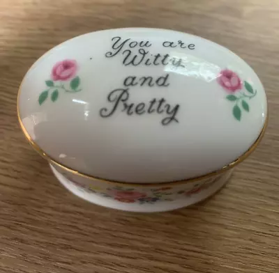 Buy Crown Staffordshire Fine Bone China Trinket Box - You Are Witty And Pretty   • 5£