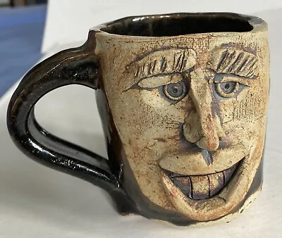 Buy 80s Irish Face Mug Vase Ceramic Art Rustic Smile Grin Eyebrows Nose Man Dad Gift • 104.23£