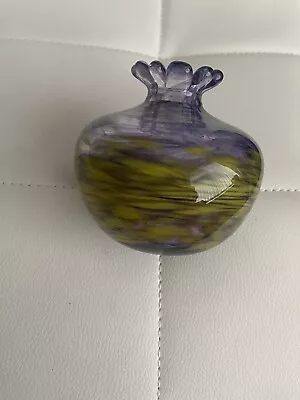 Buy Small Vintage Art Glass Vase Signed.Amethyst.and Green • 14£