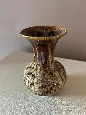 Buy Fosters Pottery Honeycomb Mottled Brown Drip Glazed Vase • 7£