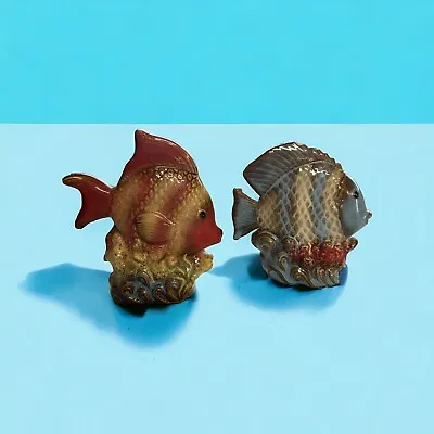 Buy Vintage Art Pottery Fish Figure Angel Fish Figurine 5 X 5 X 2 In (set2) 60/70’s • 31.73£