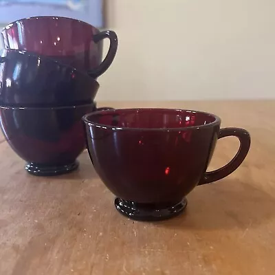 Buy 4 Vintage Royal Ruby Red Punch Cup Glass Drinkware • 24.94£