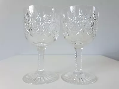 Buy 2 X Thomas Webb Crystal  WELLINGTON  Hock Small Wine Glass - 12 Cm (4.7 ) Signed • 16.99£
