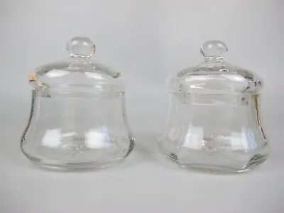 Buy Cut Glass Jars Boxes Pots X 2. 1950's Vintage. Lidded. Clear. 180ml • 12.99£