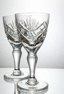 Buy Pair BRIERLEY Lead Crystal GAINSBOROUGH Cut Facet Stem Wine Water Goblets 250 Ml • 25£