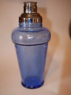 Buy Blue Crackle Glass Cocktail Shaker 1930's • 50£