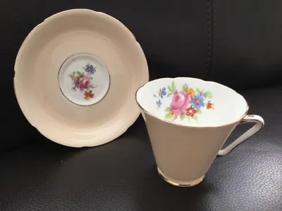 Buy Art Deco ABJ GRAFTON China Blush Floral Tea Cup & Saucer • 5.99£