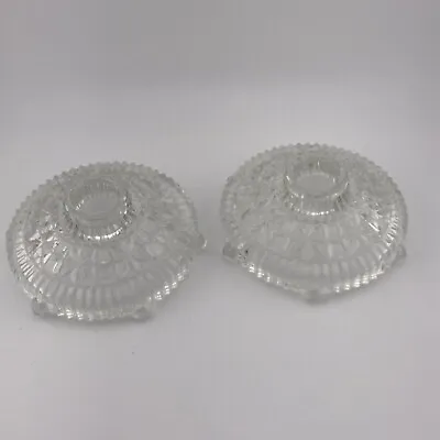 Buy Pair Of Vintage Anchor Hocking Stars & Bars Clear Glass Taper Candle Holders • 14.19£