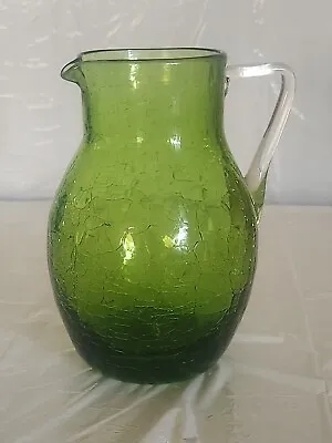 Buy Vintage Sm.Lime Green Crackle Glass Pitcher/vase 5 ×4  M • 21.10£