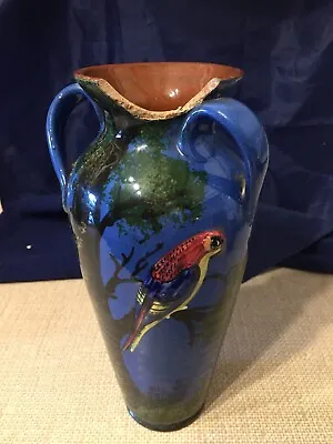 Buy Vintage Old Large Pottery 3 Handled Vase Parrot Design Devon Torquay ?Pottery  • 4.99£