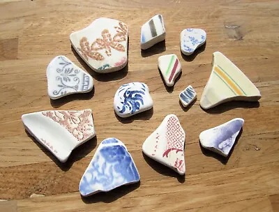 Buy 12 Sea Pottery Pieces Genuine Vintage Northumberland Beach Finds Craft Supplies • 12.10£