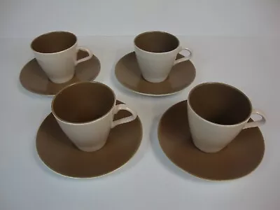 Buy 4 X Poole Pottery Vintage TwinTone Mushroom And Sepia - Coffee Cups & Saucers #1 • 9.95£