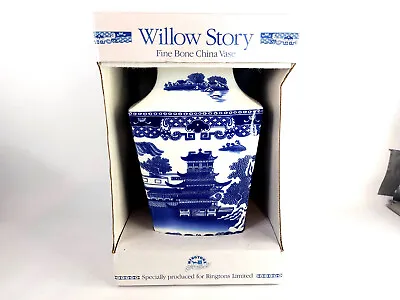 Buy Vintage Ringtons Tea Willow Story Vase -Fine Bone China Blue & White Boxed • 6.99£