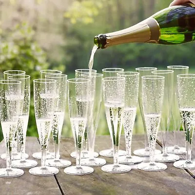 Buy 10 X Clear Champagne Flutes 175ml Prosecco Glasses Disposable Strong Plastic • 9.95£