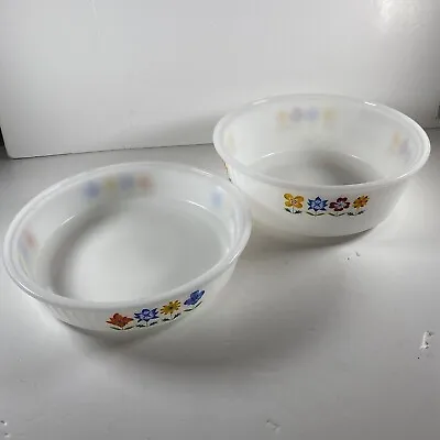 Buy Phoenix Floral Glassware Casserole Flan Dishes Opalware Pyrex Milk Glass No Lids • 10.99£
